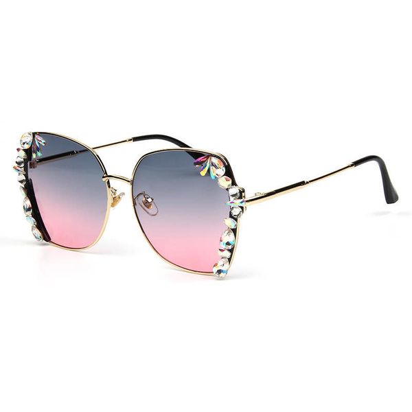 Fashion designer European and American luxury diamond square sunglasses colorful fashion ladies sunglasses designer retro goggles beauty